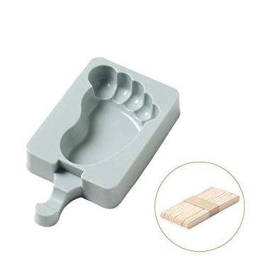 Imagem de Molde de silicone para sorvete em forma de pegada, molde de picolé, reutilizável, máquina de sobremesa congelada, cinza