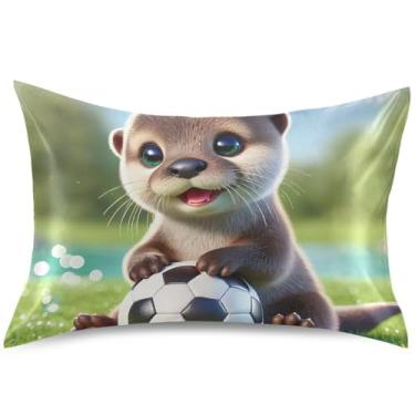 Imagem de Capas de almofada de cetim de animais fofos para resfriamento de cabelo, capa de travesseiro com estampa fofa padrão King Queen, tamanho padrão, 66 cm x 50 cm