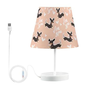 Imagem de Joisal Lâmpada noturna Love Dachshunds com abajur de mesa para quarto, luz USB