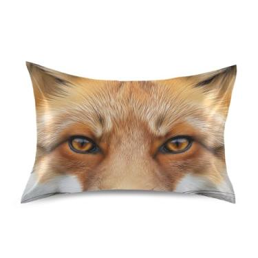 Imagem de Fronhas de cetim legais refrescantes personalizadas King Queen padrão fronhas macias para cama queen size 76.2 cm x 50.8 cm desenho animado bonito raposa laranja