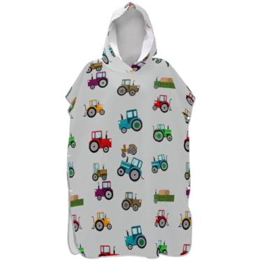 Imagem de Joisal Bonitos tratores poncho de surfe cinza trocador adulto plus size ponchos para mulheres toalha de natação com capuz fofo