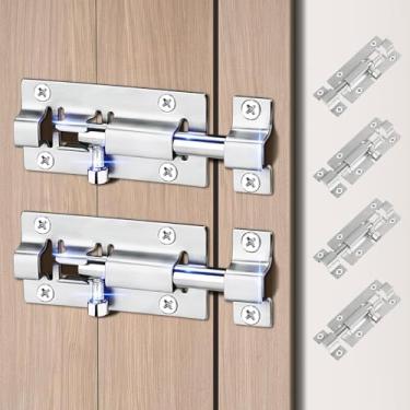 Imagem de Pacote com 4 travas de barril, trava deslizante de aço inoxidável de 7,6 cm, trava de parafuso de porta premium para porta, armários, janelas