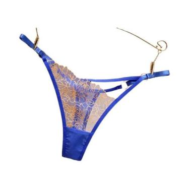 Imagem de Calcinha G-String Sexy Feminina Com Renda Floral Transparente Estilo L
