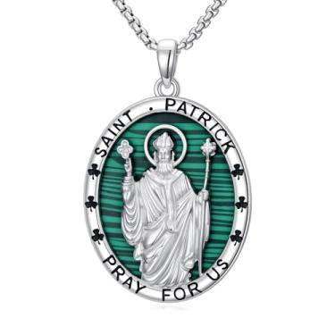 Imagem de IMZM Colar de São Patrício para homens e mulheres, pingente católico de São Patrício, presentes católicos de aniversário para irmão, filho, pai, marido, namorado, ele