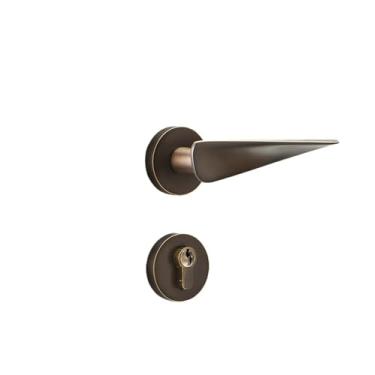Imagem de Fechadura de porta mecânica de latão simples para quarto silencioso fechadura magnética dividida maçaneta de porta interior de latão (bronze café, modelo silencioso)