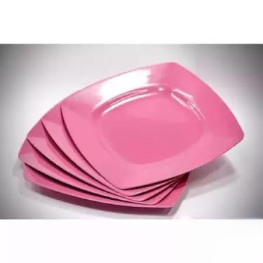Imagem de Prato Sobremesa Quadrado (Rosa,20)