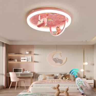 Imagem de Luminária de teto regulável para quarto de bebê, rosa, para decoração de interiores, iluminação para quarto, luminária para ilha de cozinha, luminária de teto metálica com boneca de resina e