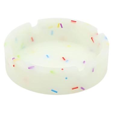 Imagem de Cinzeiro luminoso de silicone, cinzeiro fluorescente redondo para sala de estar, cinzeiro portátil para carro, acessórios multifuncionais (branco)