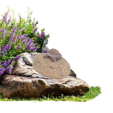 Imagem de Esconderijo de Chave Pedra Tartaruga em Resina Bonita Decorativa Caixa Armazenamento Falsa para Exterior Interior Ornamentação Jardim