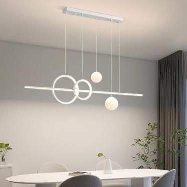 Imagem de Luminária pendente LED dimerizável - Luminária pendente moderna para sala de jantar, com controle remoto, design linear - Ideal para cozinha, mesa de jantar, escritório e sala de estar (Bran
