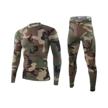 Imagem de Conjunto De Roupa Térmica Masculina De Compressão Em Fleece De Secagem