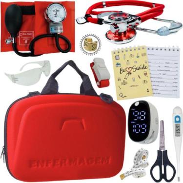 Imagem de Kit Enfermagem Super Luxo Maleta Exclusiva Completa - Love Saude, VERM
