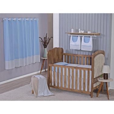 Imagem de Enxoval Bebe Kit Berço Americano Cortina Algodão Menino