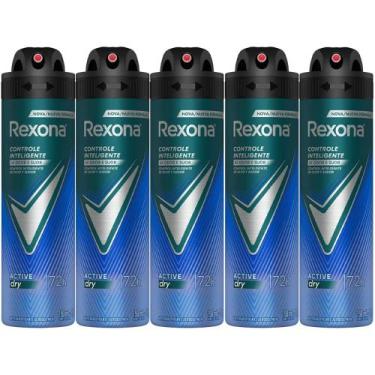 Imagem de Kit Desodorante Aerosol Rexona Active Dry Azul 150ml - 5 Unidades