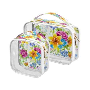 Imagem de xigua Bolsa de maquiagem de flores coloridas para mulheres, bolsa de cosméticos de viagem, bolsa de higiene portátil à prova d'água para viagens, férias, organização de banheiro
