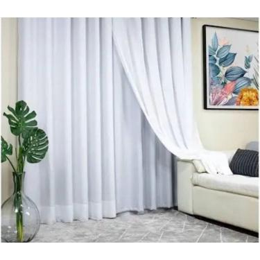 Imagem de Cortina Trilho Suiço Duplo Forro Com Linho 6.00 X 2.60