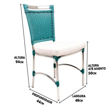 Imagem de Cadeira De Jantar Jk Em Alumínio Azul Turquia