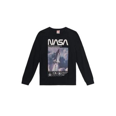 Imagem de Camiseta infantil menino Nasa metalizada Brandili Preto-Masculino