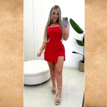 Imagem de Macaquinho Vestido Com Short e Saia Bojo Alças Reguláveis Elegante Rec