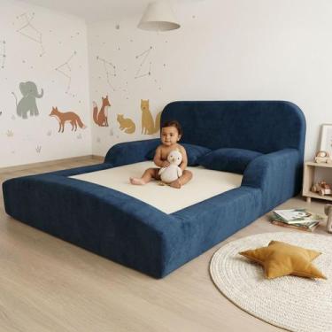 Imagem de Cama Montessoriana Casal Encanto 100 Espuma Azul Marinho Keiko - Keiko
