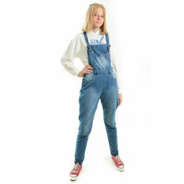Imagem de Jardineira Infantil Feminina Jeans Mom-Feminino