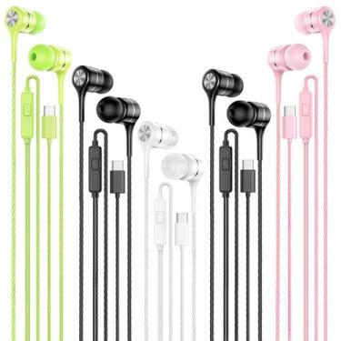 Imagem de Fones de ouvido com fio LWZCAM USB C com microfone, pacote com 5