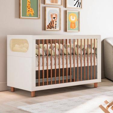 Imagem de Berço 2 em 1 em Mdf 92cm X 76cm Aurora Areia/Jequitibá