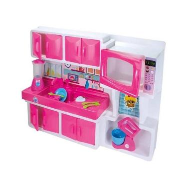 Imagem de Cozinha Infantil Rosa com Pia Armário micro-ondas e Utensílios Design Moderno Lua de Cr...
