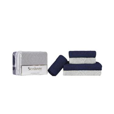 Imagem de Kit Toalha Banho Rosto Tapete 5 Peças Max Casal Sonhare Ouro - Sultan,