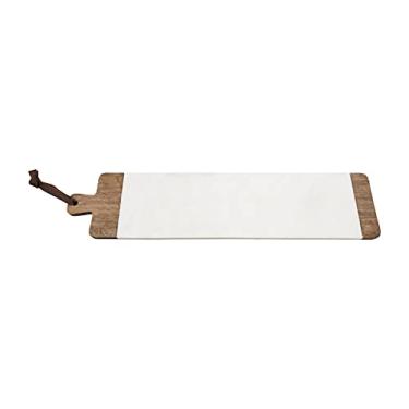 Imagem de Mud Pie Tábua de madeira longa e mármore branco, 15,24 cm x 66,04 cm (6" x 26")