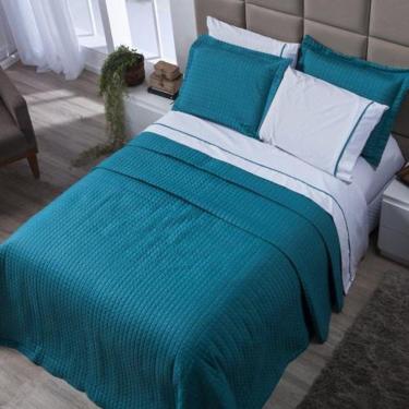 Imagem de Cobre Leito Solteiro Micropercal 2 Peças Azul Mosaico