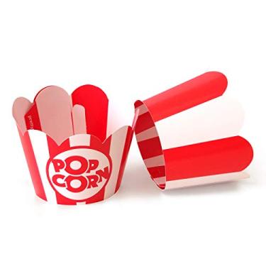 Imagem de Embalagens de cupcake de pipoca, listras vermelhas e brancas - suprimentos de festa de circo, decorações de carnaval e tema de noite de cinema - conjunto de 48 para festas de aniversário e celebrações