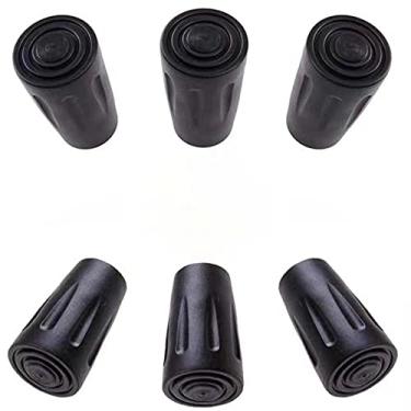 Imagem de Protetores de pontas de vara de trekking, pontas de borracha de substituição servem para a maioria dos bastões de caminhada padrão para caminhada, preto (pacote com 6)