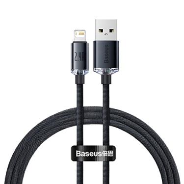 Imagem de Baseus cabo USB para iPhone 13 12 11 pro XS max 8 7 6s 2.4a cabo de carregamento rápido do telefone móvel para iPad pro carregador cabo de fio de dados, Modelo: CAJY000001, Cor: preto