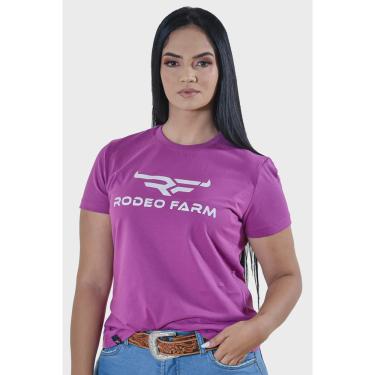 Imagem de Camiseta Feminina Baby Pink Rosa Rodeo Farm Estampada Branca