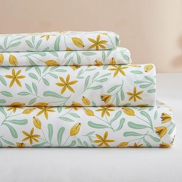 Imagem de HighBuy Jogo de lençol de cama com 4 peças California King - Lençol King floral extra macio com bolso profundo de 40,6 cm - Lençóis de cama macios de luxo - Jogo de lençóis de hotel macios e fáceis de