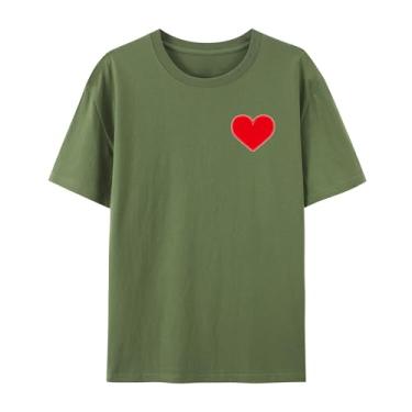 Imagem de Camiseta Love Graphic para amigos Love Funny Graphic para homens e mulheres para o amor, Verde militar, XXG