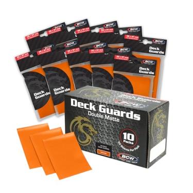 Imagem de BCW 500 protetores de baralho laranja duplo fosco premium [pacote de exibição – 10 pacotes de 50 mangas]