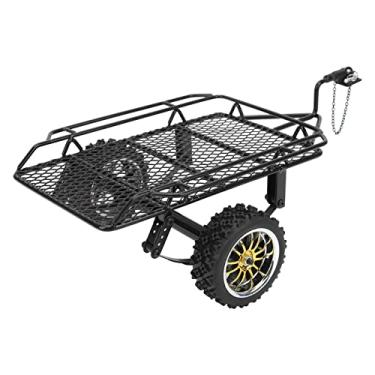 Imagem de Reboque Pequeno RC, Reboque Pequeno RC Ferro Borracha Metal Decorativo Reboque Balde RC (Preto)