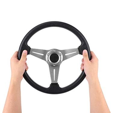 Imagem de Volante de Carro de Corrida de 14 Polegadas, Leve, Esportivo, Antidesgaste, Liga de Alumínio, Volante Universal (SILVER)