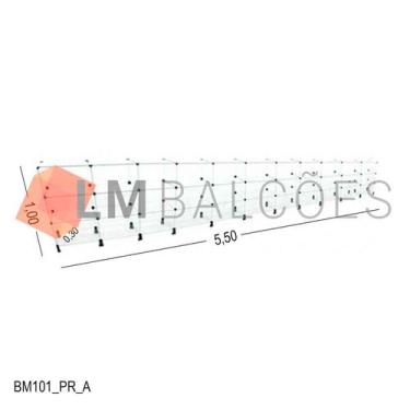 Imagem de Balcão de Vidro Temperado 4MM MÓD.50  - 5,50 x 1,00 x 0,30m - LM Balcô