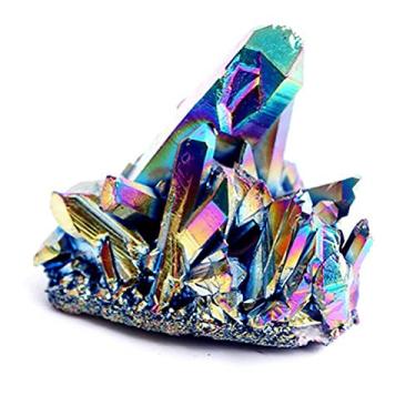 Imagem de Cluster de Cristal de -íris, Pedra de Cristal de Rocha, Amostra de Geodo, Polido áspero e Galvanizado Com Formato Aleatório para Decoração de Casa (Anjo)