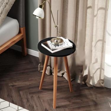 Imagem de Mesa P/ Quarto Cabeceira Lateral Cama Apoio MDF Preto Decor - Móveis C