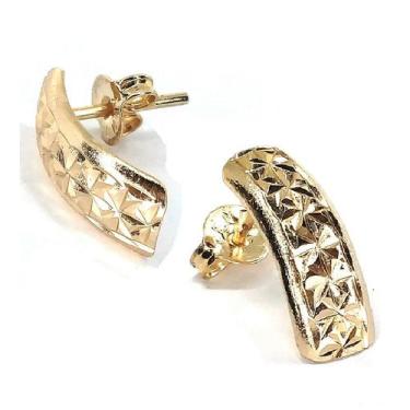 Imagem de Brinco de ouro 18k Trabalhado Diamantado - Elegancy Joias