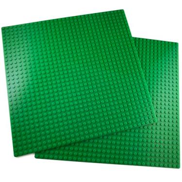 Imagem de Apostrophe Games Building Blocks Base Plates Compatible with All Major Brands – 2 Pack, 10-1/16" x 10-1/16" Inches Baseplate for Building Bricks – Durable and Sturdy Baseplates (2X Green)