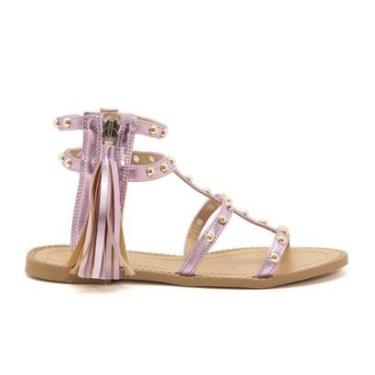 Imagem de Sandália Feminina Rasteira Gladiadora Com Tachas Moderna-Feminino