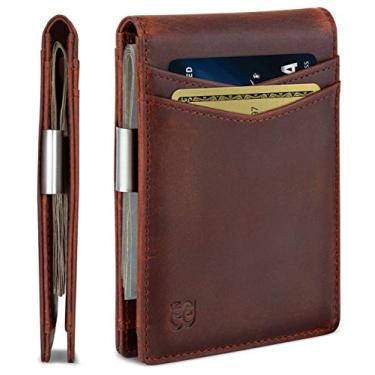 Imagem de SERMAN BRANDS Carteira com clipe de dinheiro – Carteira masculina fina com bolso frontal com bloqueio de RFID, mini dobrável, Transformador vermelho Canyon, slim