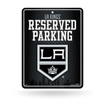 Imagem de Rico Industries Placa de estacionamento NHL Hockey Los Angeles Kings 21,6 cm x 28 cm de fibra de carbono – ótima para homens cavernas, quartos, escritórios, decoração de casa