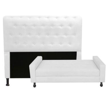 Imagem de Kit Cabeceira Brenda com Recamier Felix 1,60 cm Queen Size Baú Quarto 