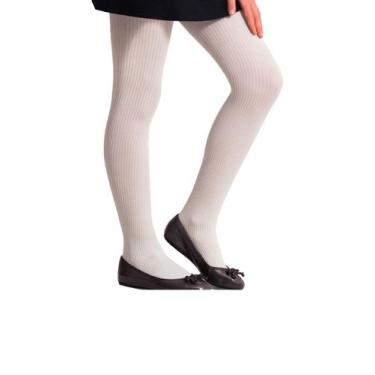 Imagem de Kit com 3 Meias Calças Infantil Fio 70 Canelada Selene 9500-001, Branc